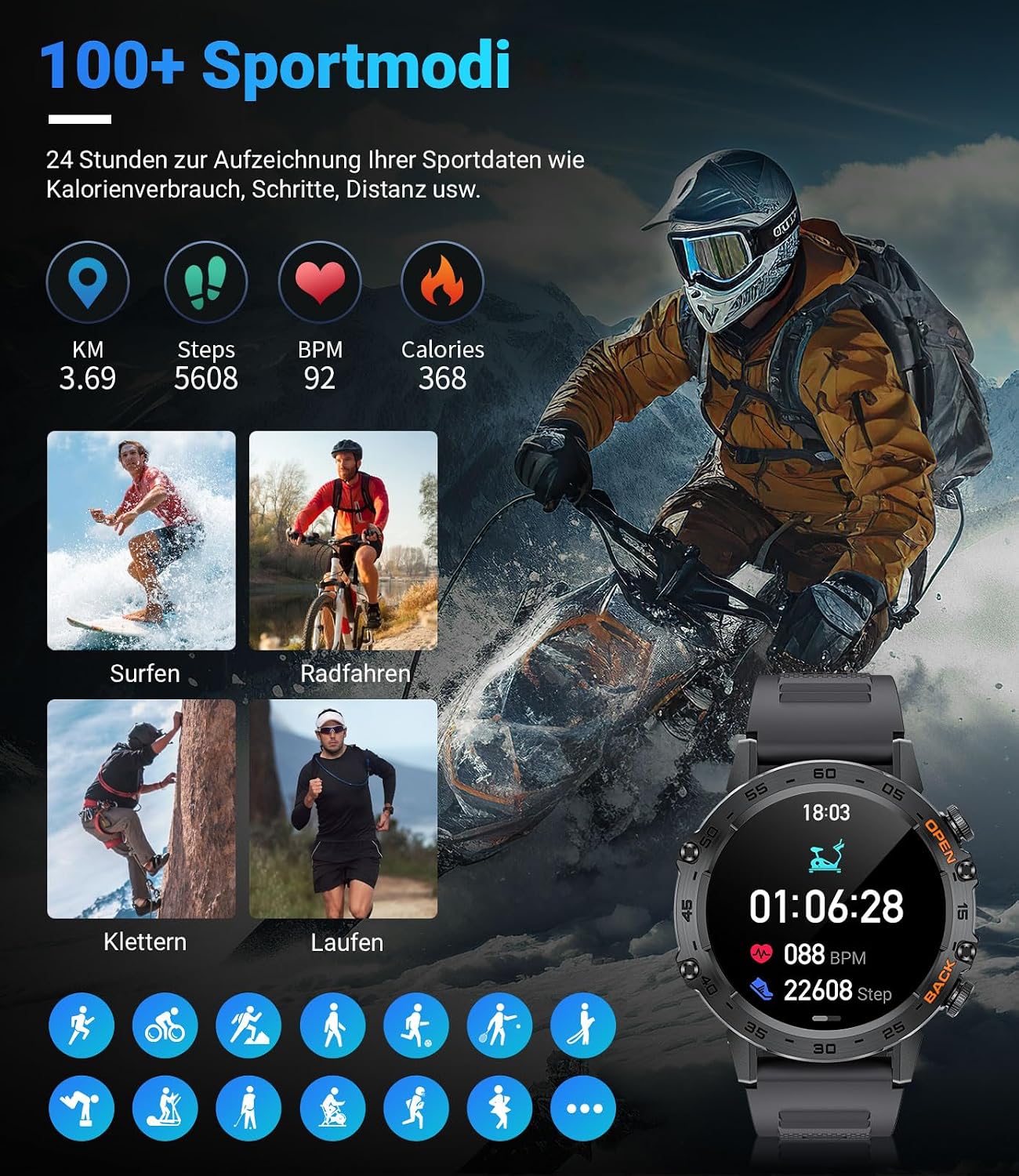 Thumbnail 4 de LIGE Smartwatch 1,39 Zoll
