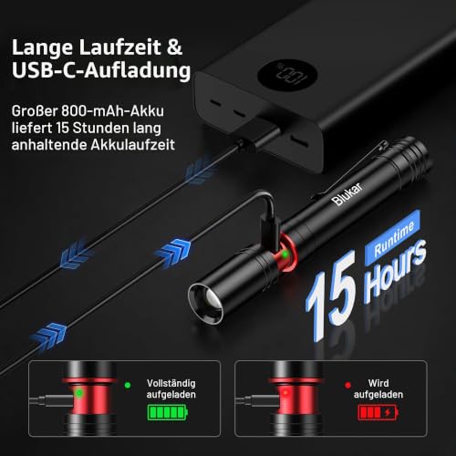 Detalle 2 de Blukar LED Taschenlampe Mini Hell Stift Licht – kompakter Alltagshelfer mit integriertem Clip