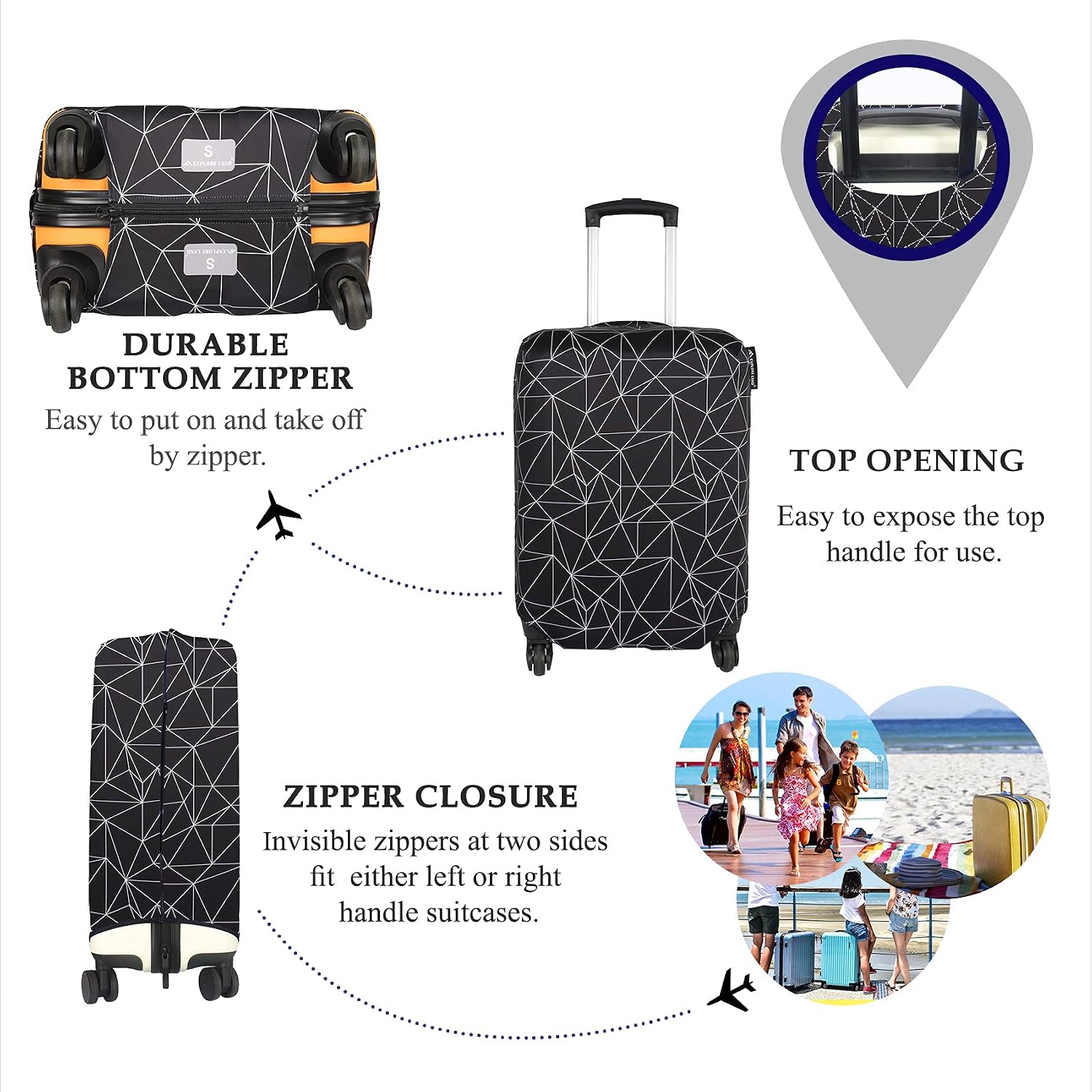 Detalle de Explore Land Travel Luggage Cover Suitcase Protector (fits 18–32 inch cases)