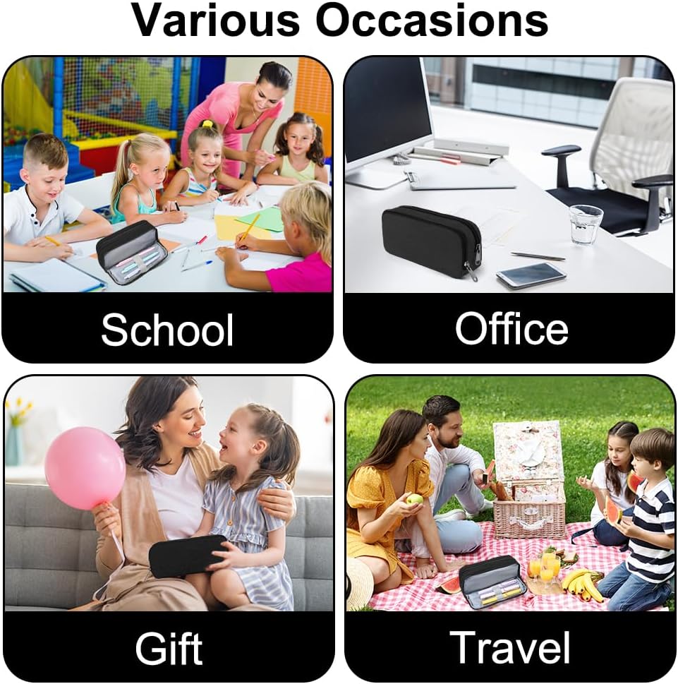 Thumbnail 6 de OFFCUP Pencil Case for Large Capacity – Black, 2-Compartment Oxford Cloth Pouch