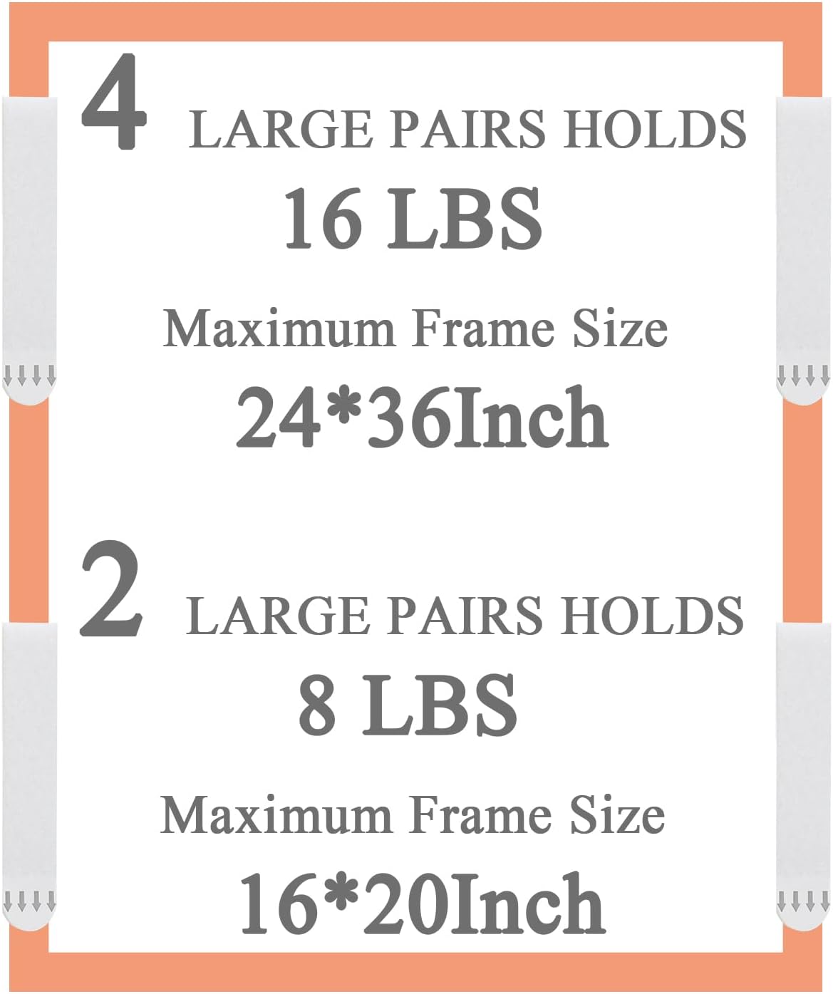 Detalle de Gisde Large Picture Hanging Strips Heavy Duty (16-Pairs, 32 Strips) – No-Damage Wall Hangers for Pictures and Decor