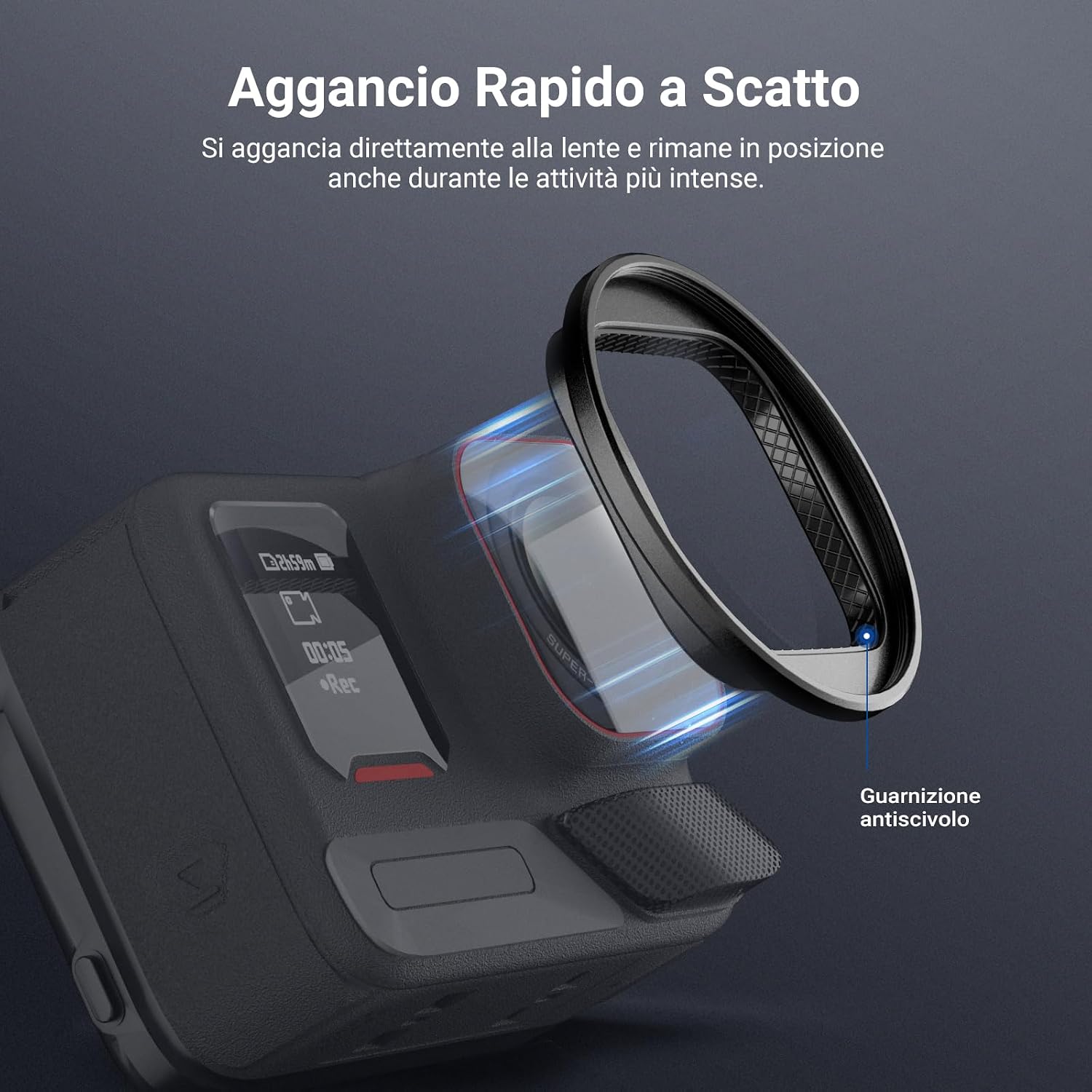 Detalle de NEEWER Anello adattatore filtro 49mm con copriobiettivo per Insta360 Ace Pro 1 / Ace Pro 2
