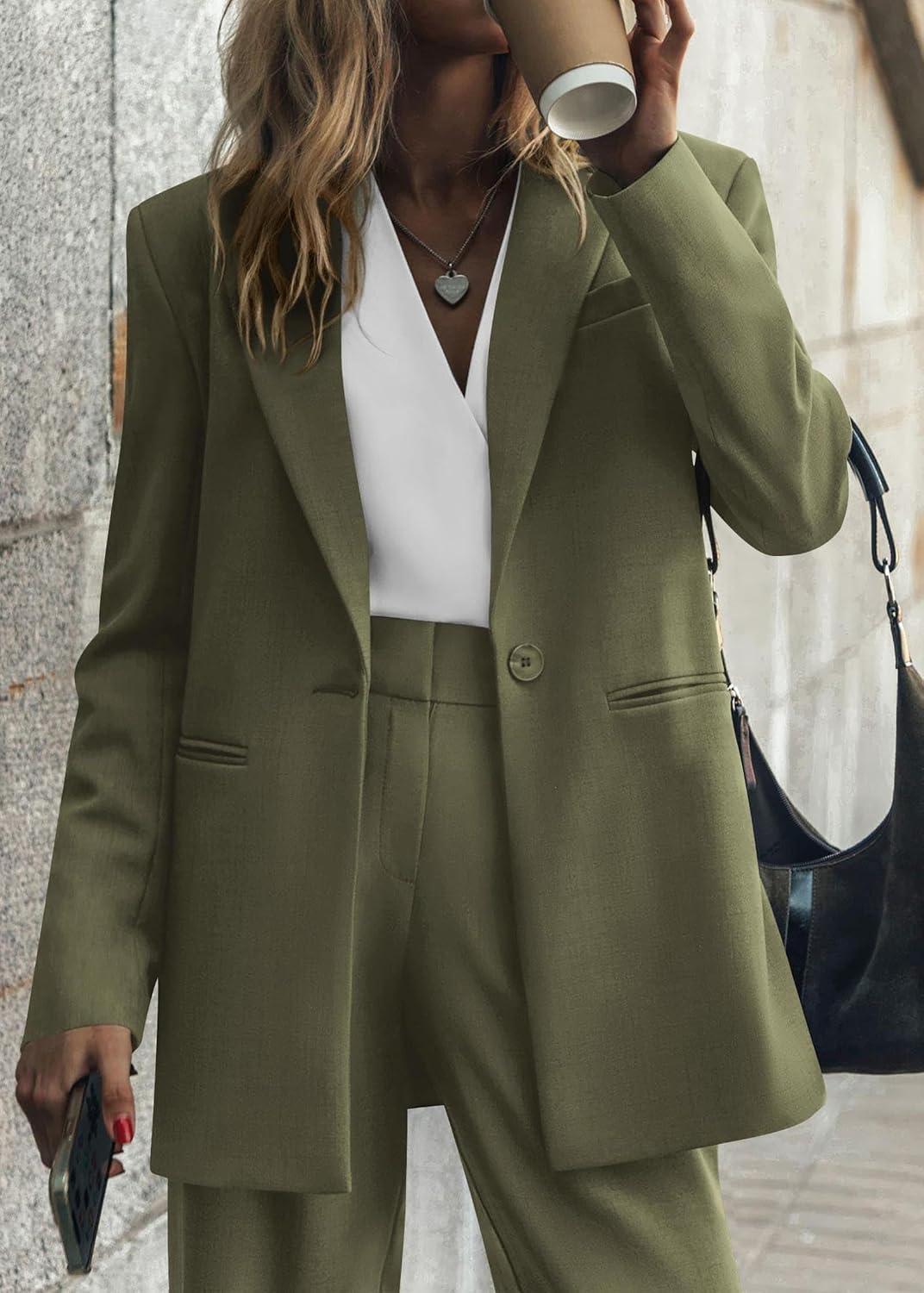 Detalle 2 de KIRUNDO Women Suits 2 Piece Set: Oversized Blazer Jacket & Wide Leg Pants – Business Casual Yet Dressy