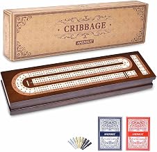 Detalle de AMEROUS Wooden Cribbage Board Game with Magnetic Lock 🎲