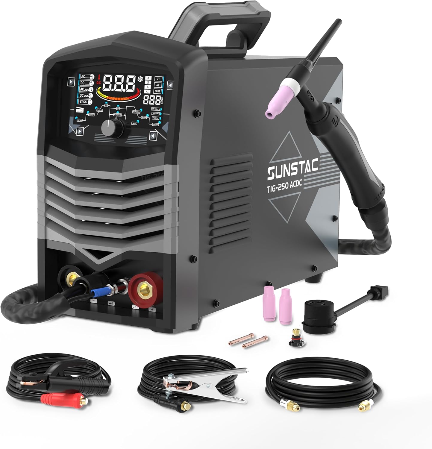 Detalle de Sunstac 250A AC/DC Aluminum TIG Welder with Pulse (110V/220V Dual Voltage)