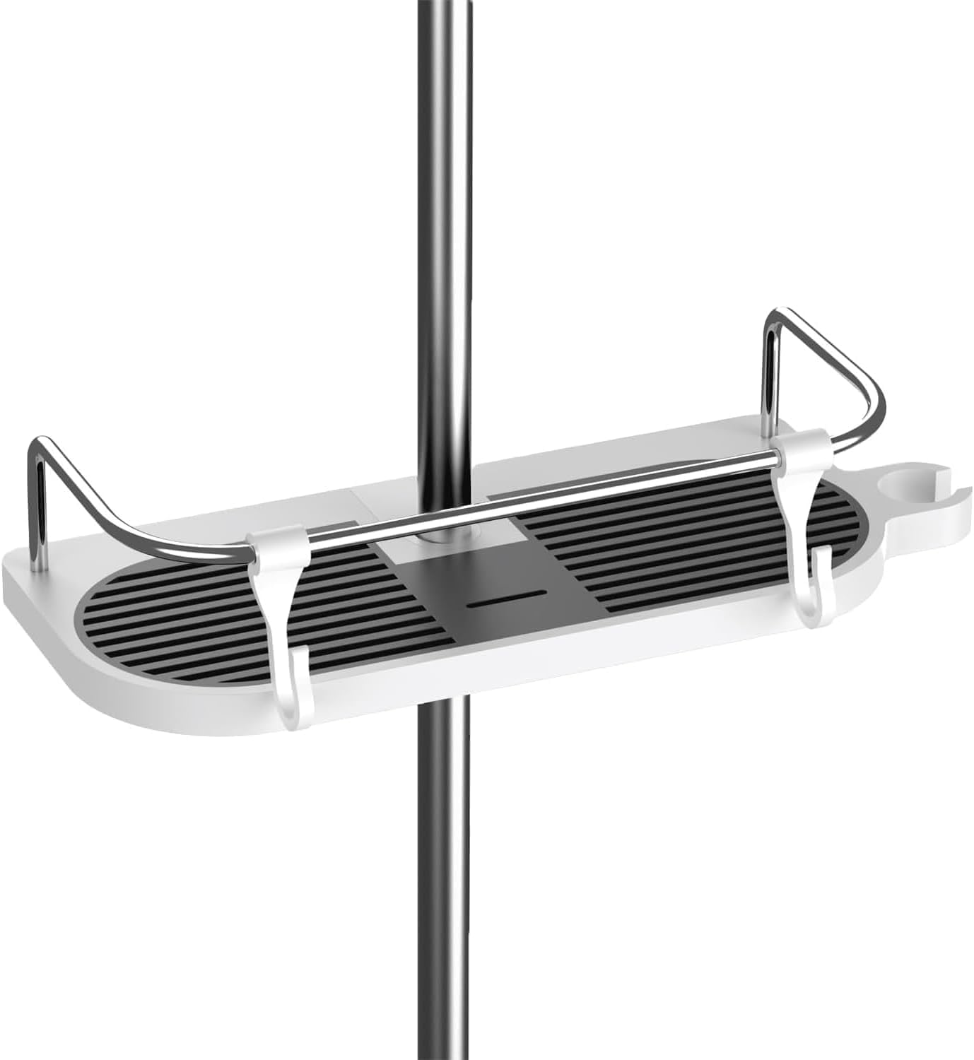 Detalle de Hawsam Duschablage ohne Bohren für runde Duschstangen (18–25 mm) – höhenverstellbarer Badezimmer-Organizer