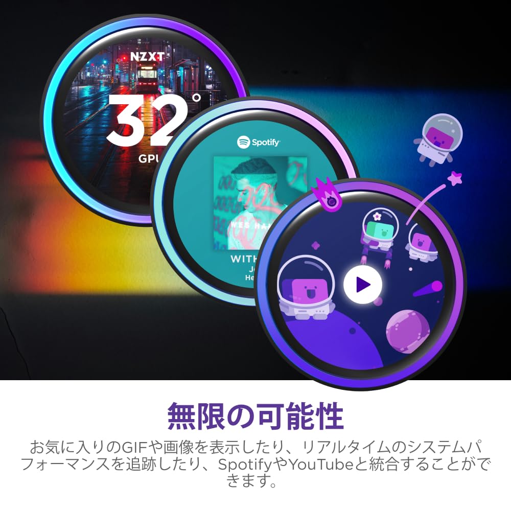 Detalle 2 de NZXT Kraken Elite 360 RGB v2 RL-KR36E-B2 簡易水冷CPUクーラー、2.72インチIPS液晶・RGB搭載