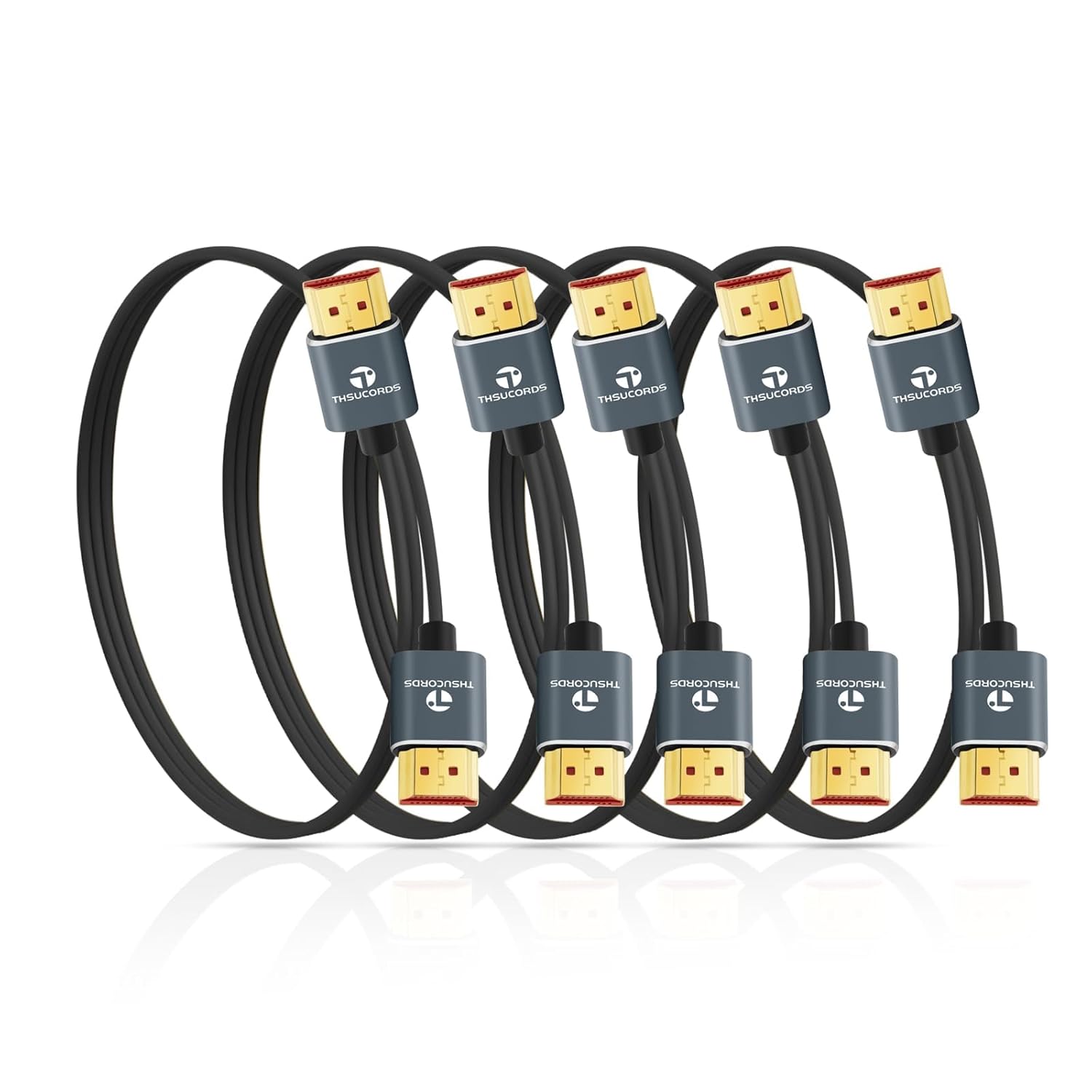 Detalle de Thsucords Ultra Thin 8K/4K HDMI Cables – 3m, 5 Pack (HDMI 2.1, 48Gbps, eARC)