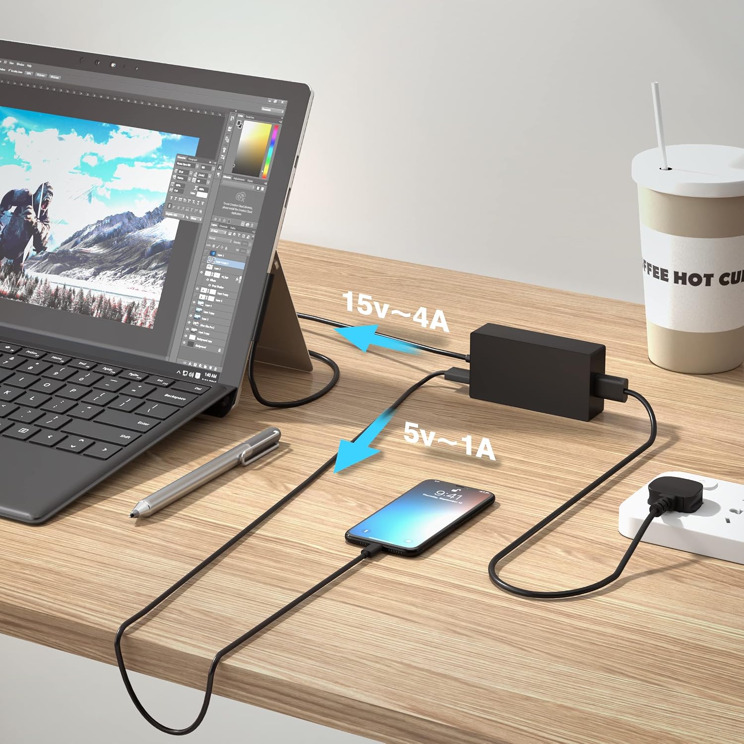 Detalle 1 de SKOTSLYE 65W Surface Pro charger