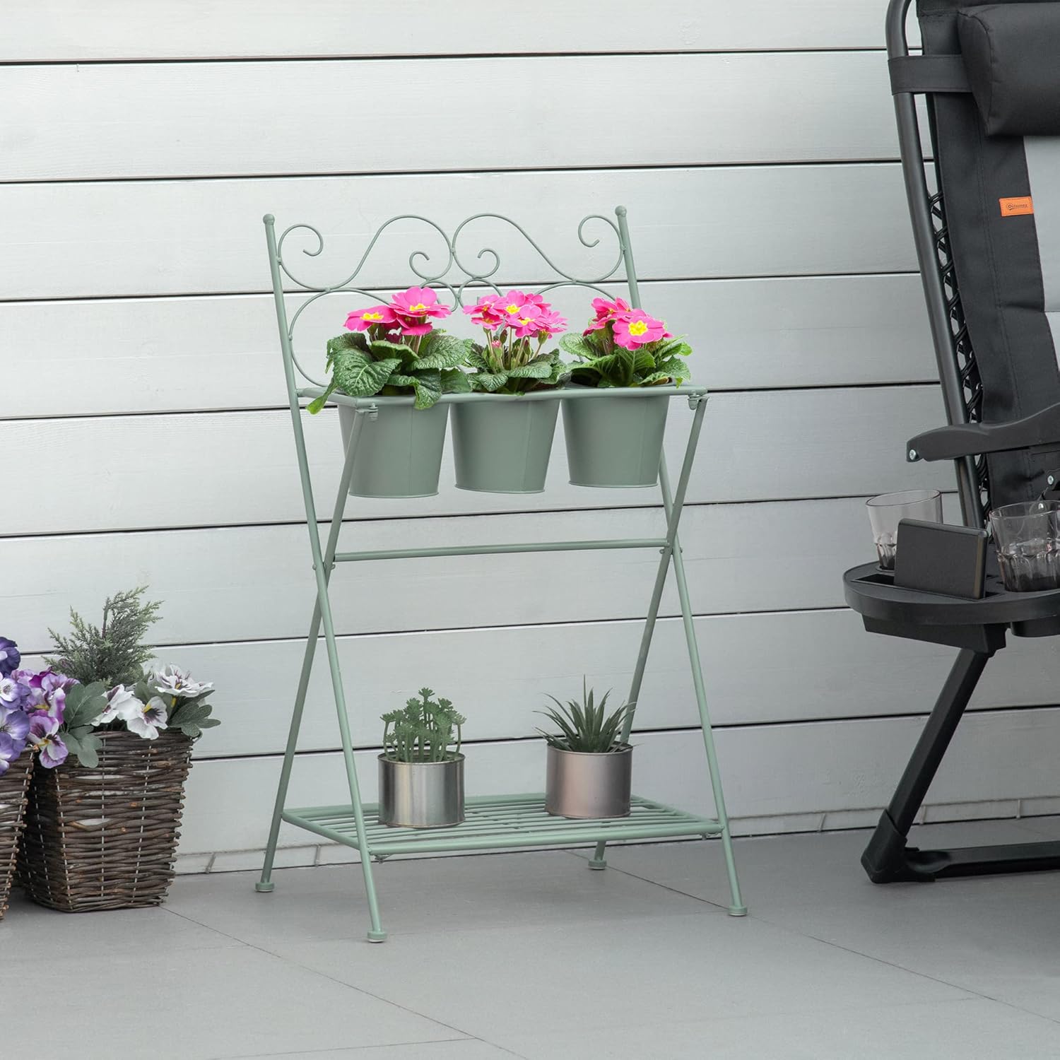 Thumbnail 1 de Outsunny Soporte Plegable para Plantas con 3 Macetas
