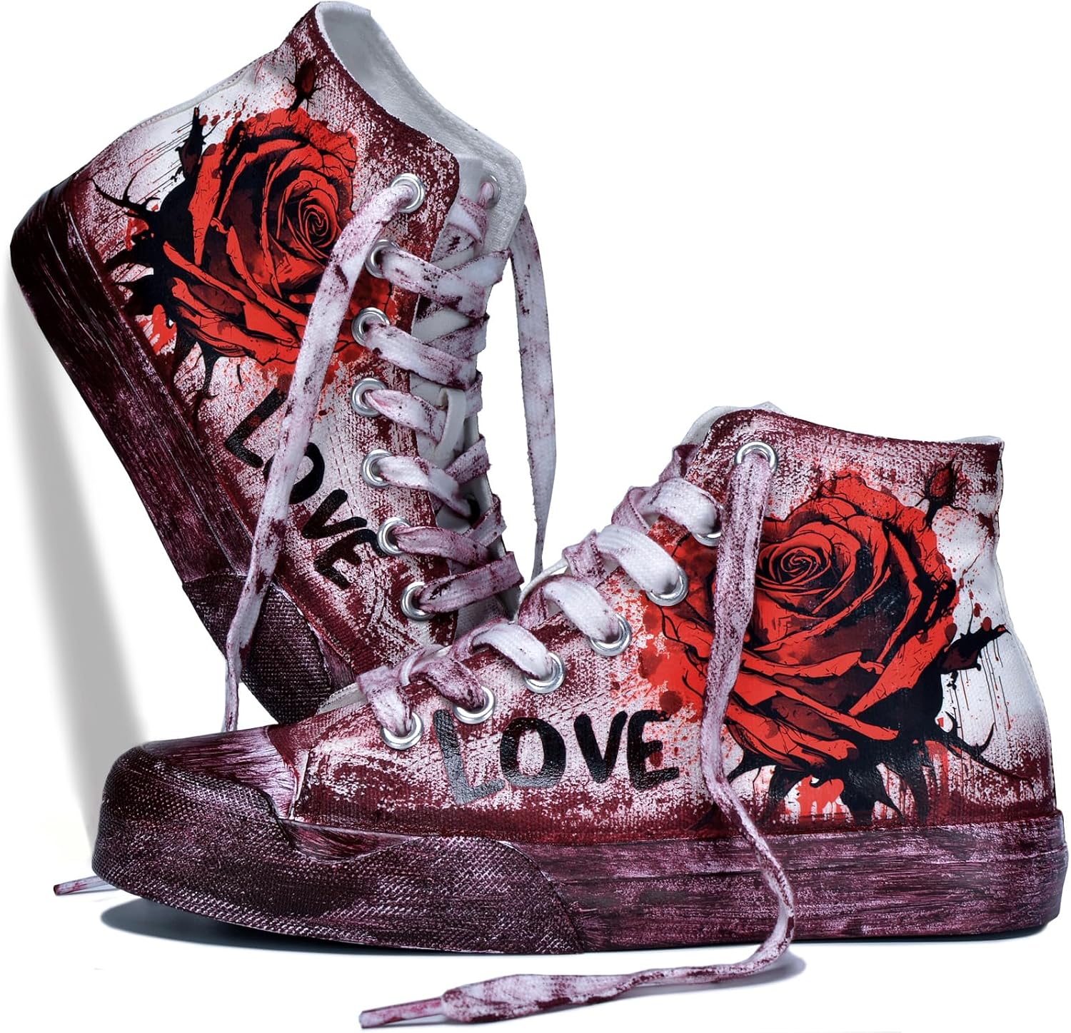 Detalle de GXZUORUI 888-L Unisex High-Top Sneakers with Heart Graffiti