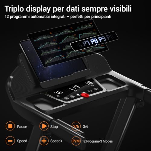 Detalle de CURSOR FITNESS CURSOR Tapis Roulant Salvaspazio con inclinazione 15% – allenamento domestico versatile