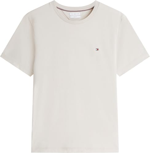 Detalle 2 de Tommy Hilfiger Herren T-Shirt Kurzarm Seasonal Solid Tee mit Rundhalsausschnitt, Elfenbein (Newsprint), XL