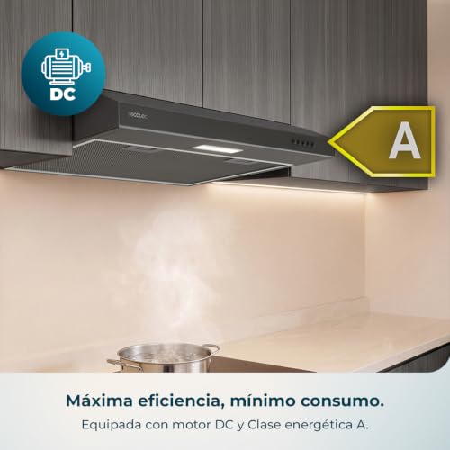 Detalle 1 de Cecotec Bolero Flux CM 602100 Black A, campana extractora de 60 cm con motor BLDC y LED