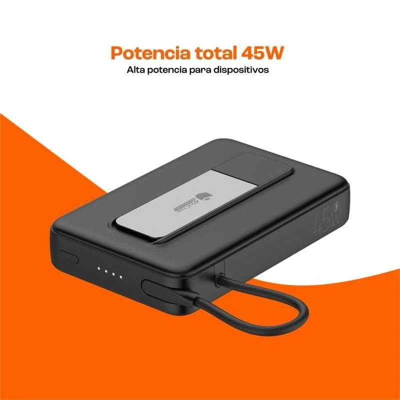 Detalle 2 de PcCom Essential Powerbank: Carga inalámbrica MagSafe Qi2 10.000 mAh, 45W con Stand