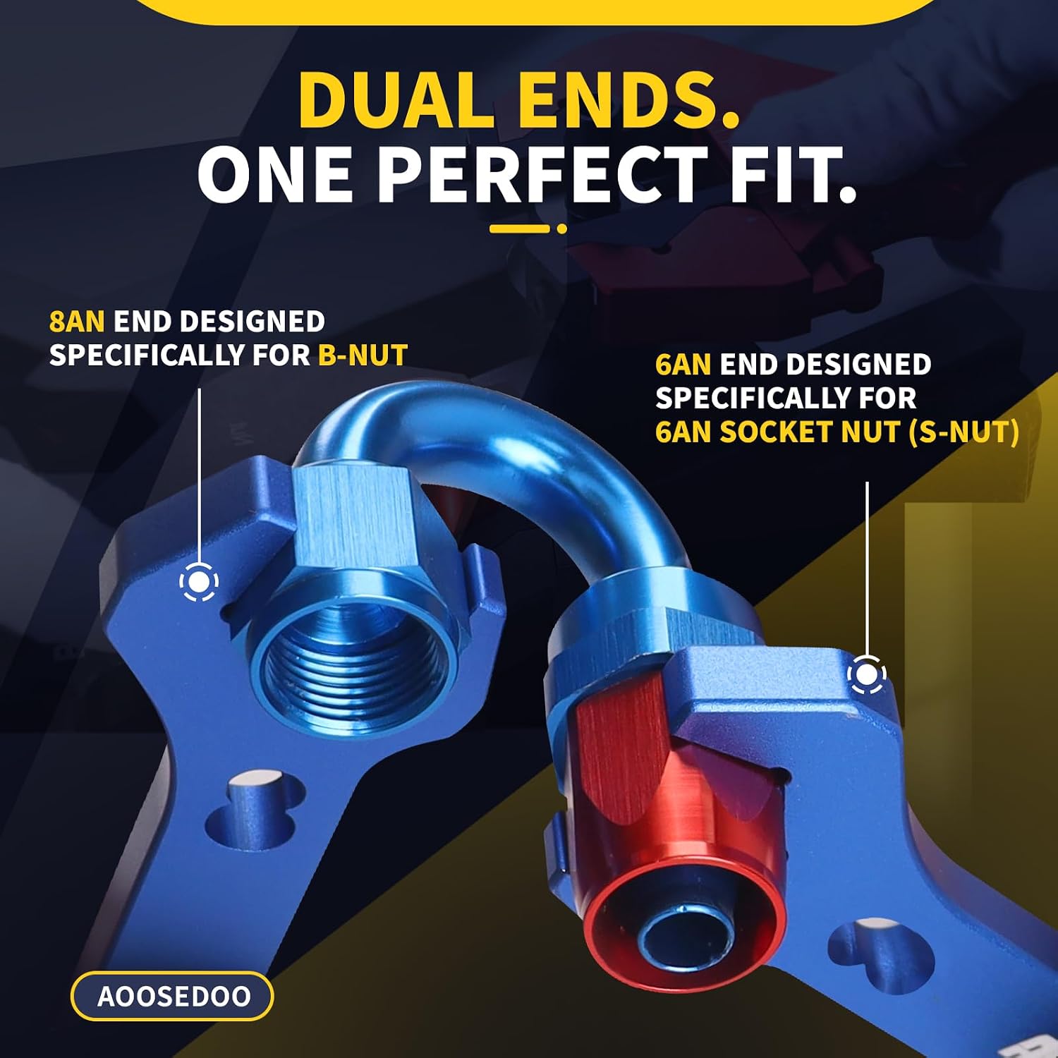 Detalle de AOOOSEDOO PTFE Hose Assembly Tool with Double-Ended AN Fittings Wrench (6AN-8AN) and Reaming Kit