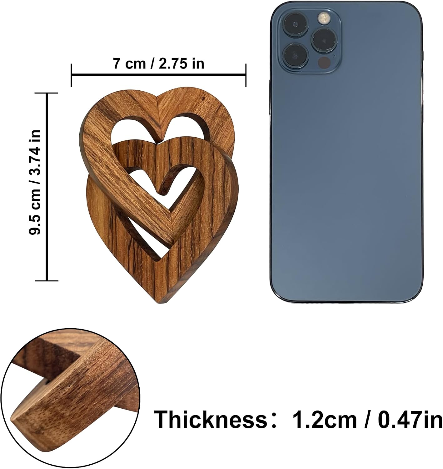 Detalle 2 de Valentine Day Romantic Olive Wood Heart Gift for Her by Lightzz (7cm)