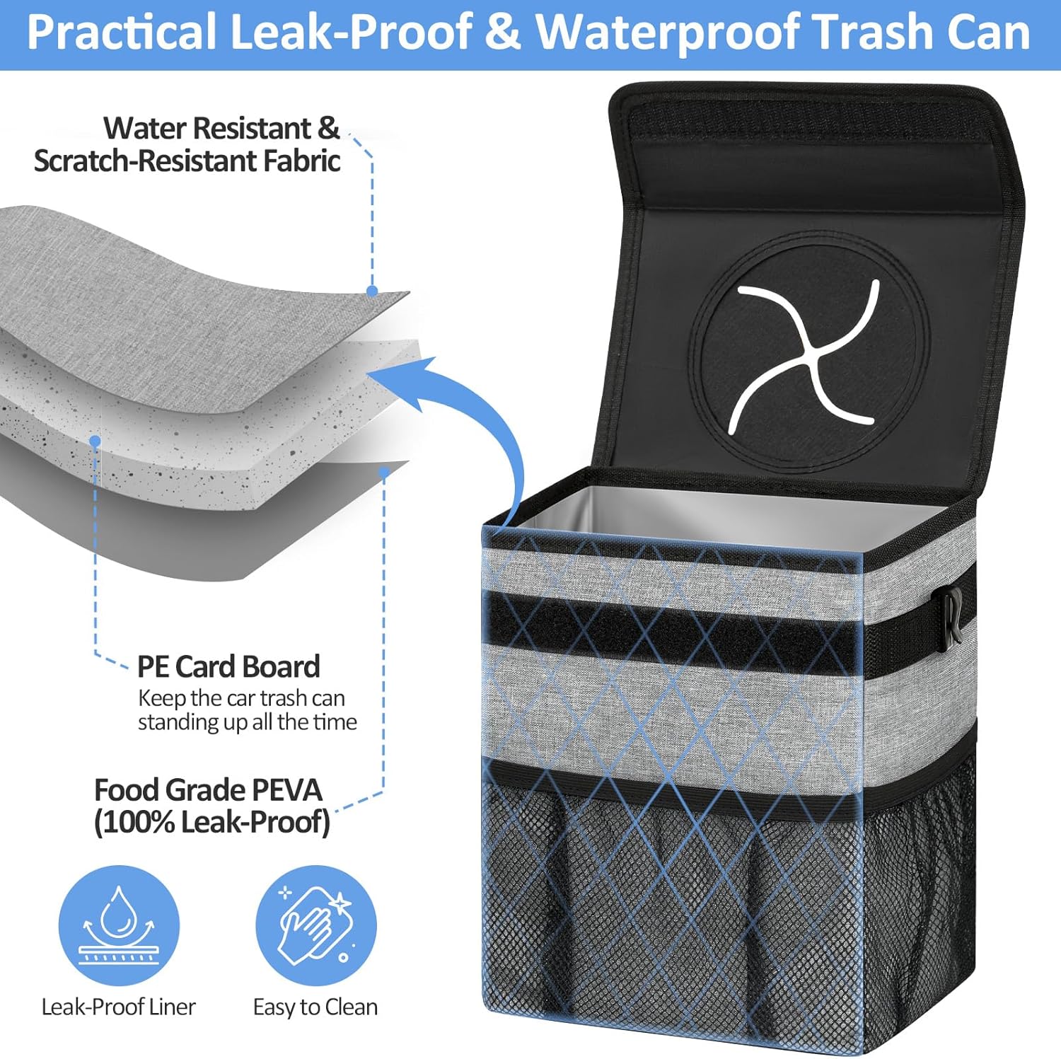 Detalle de ELONGRIVER Car Trash Can Leak-Proof 1L ๐