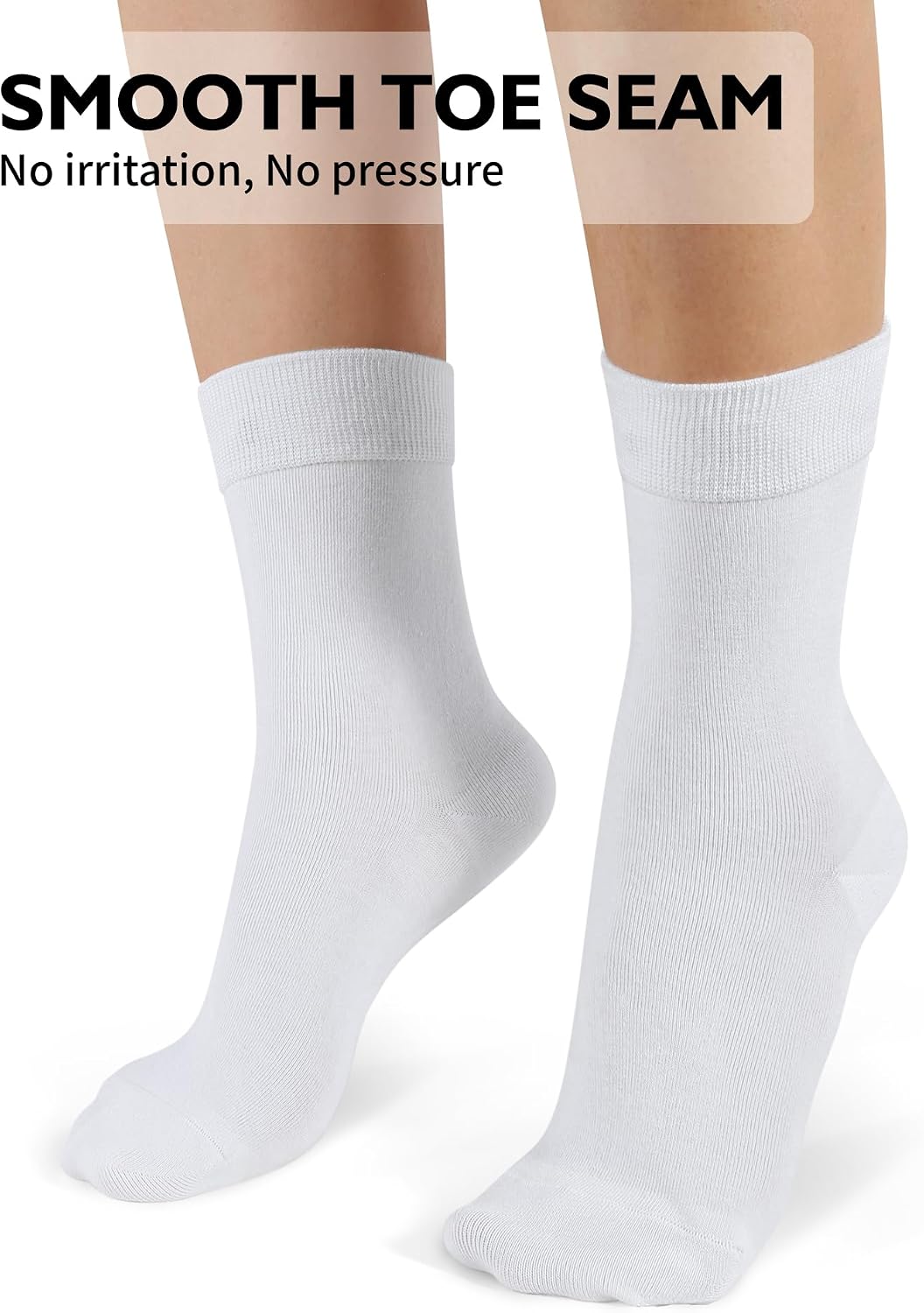Detalle de CLOSEMATE Women's Thin Cotton Crew Socks 5P, Reinforced Heel & Toe