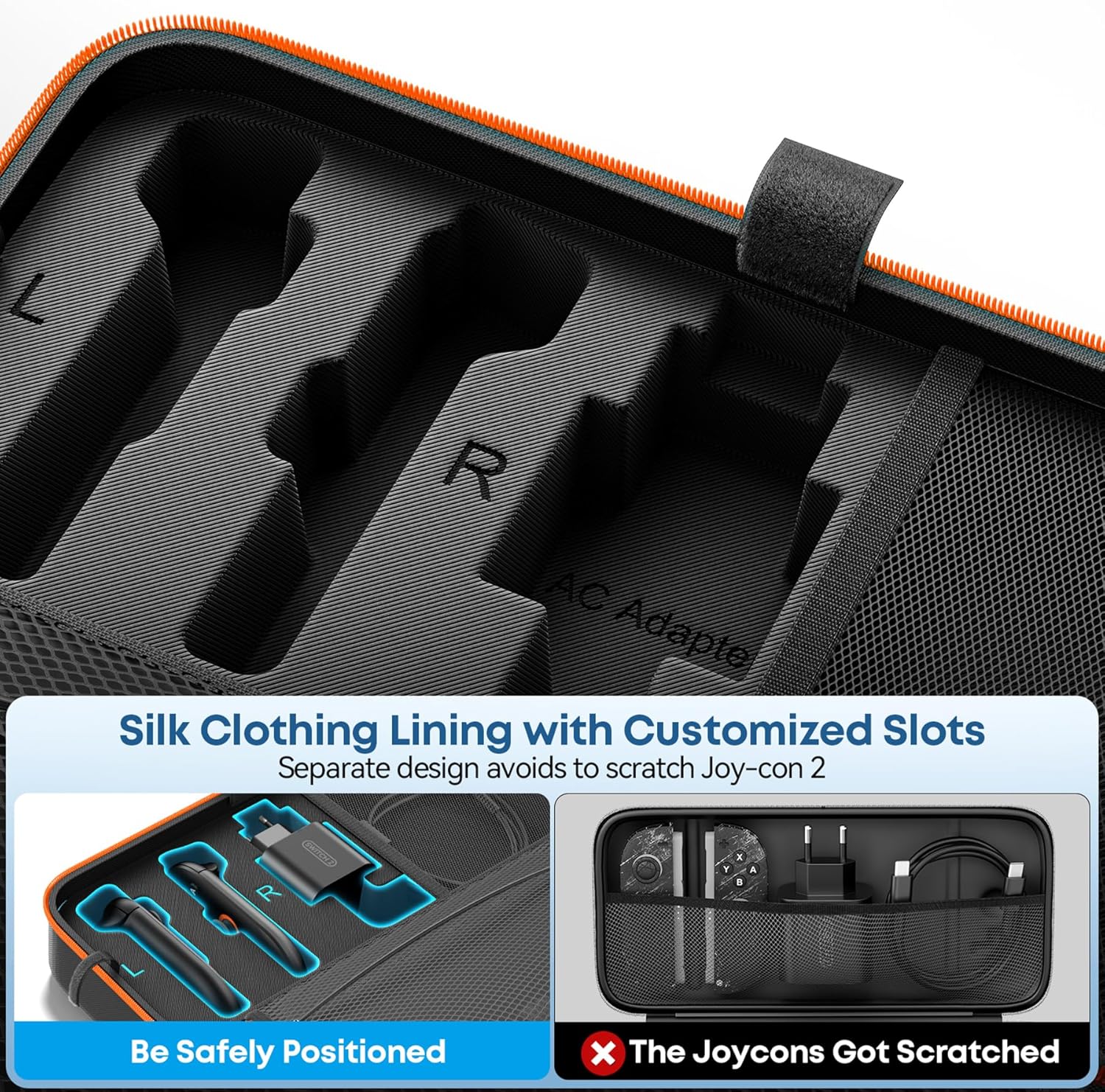 Thumbnail 4 de OIVO Switch 2 Tasche (Modell 2025) – harte Tragetasche mit Platz für Joy-Con, Netzteil & bis zu 24 Spiele, Orange