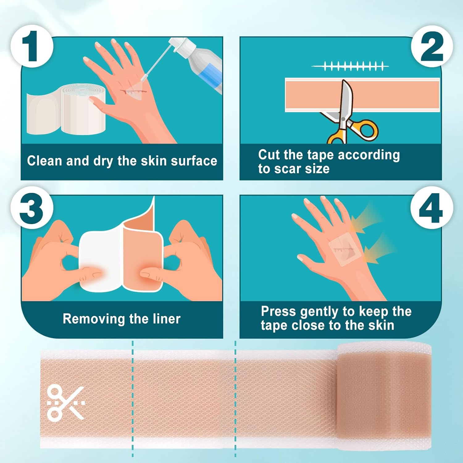 Thumbnail 3 de Arme Silicone Scar Tape: 2 rolls of 1.6" x 120" medical grade silicone scar sheets