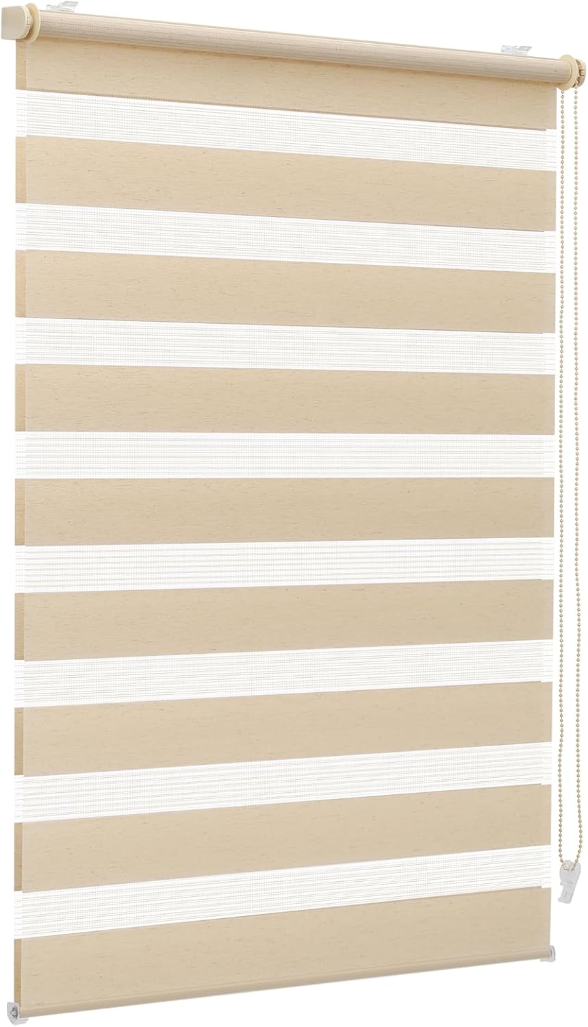 Detalle de Sekey Doppelrollo Klemmfix ohne Bohren für Fenster – 90x150 cm, Gelbleinen