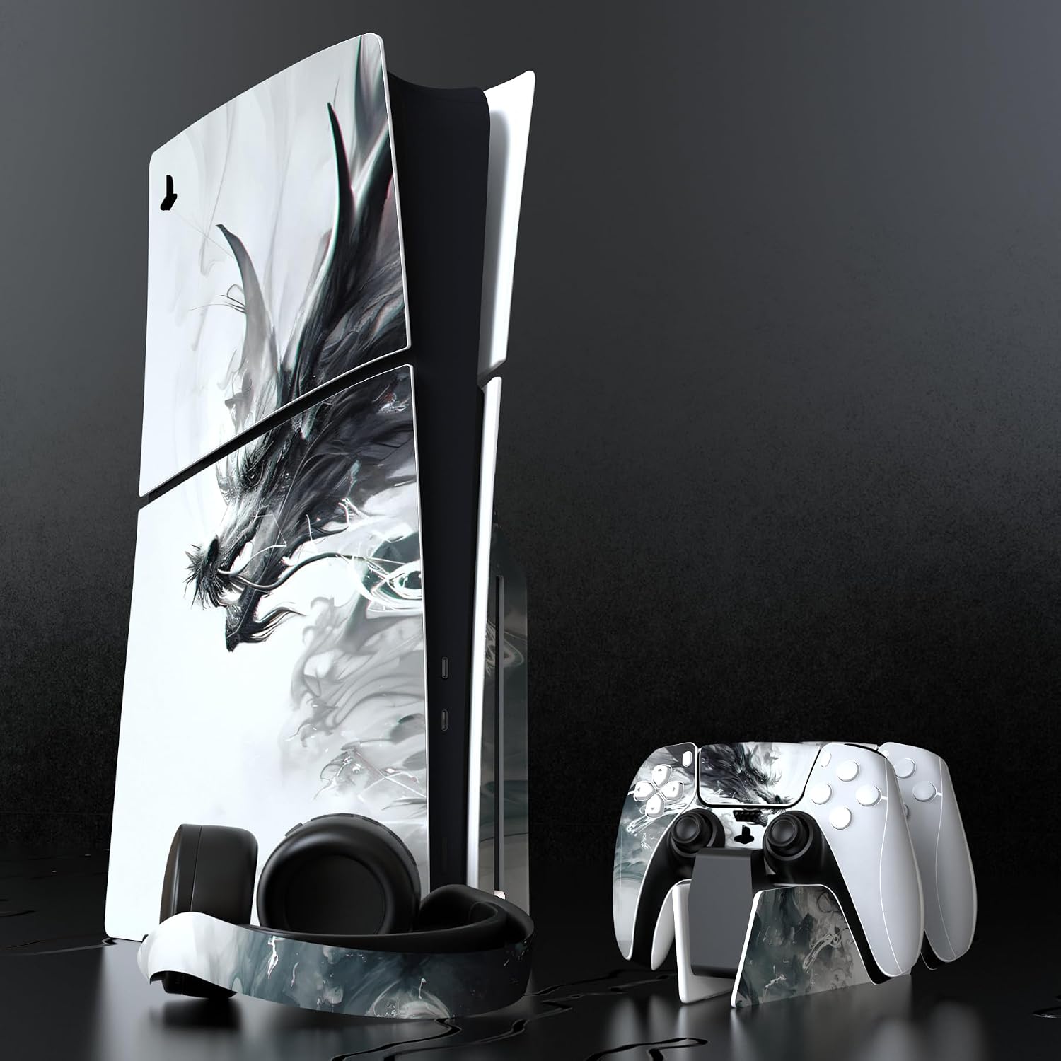 Thumbnail 3 de playvital PS5 Slim Skin Full Set Ink Spirit Dragon