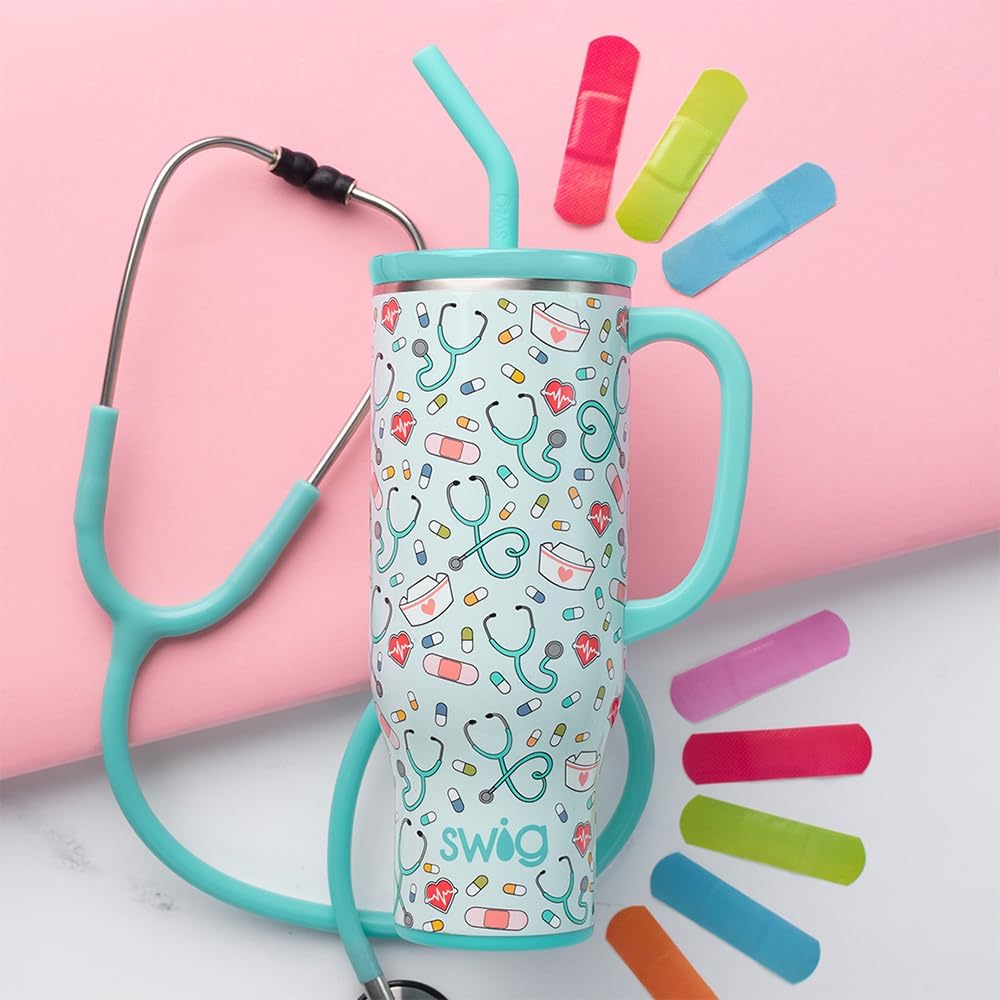 Detalle de Swig Life 30oz Mega Mug: Large Insulated Tumbler with Handle and Straw