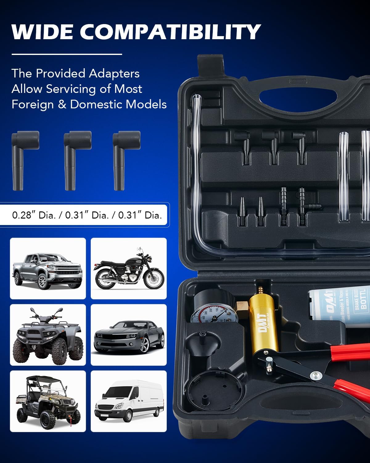 Detalle 1 de Orion Motor Tech FBA_BBTA001 One-Man Brake Bleeder Kit with Hand Pump & Gauge