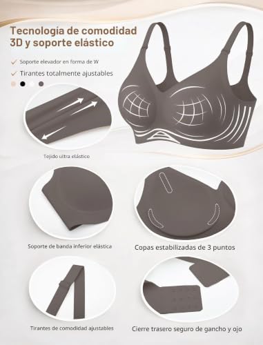 Detalle de EIISSION Sujetador sin Aros Mujer – Cómodo Bralette sin Costuras, efecto moldeador suave