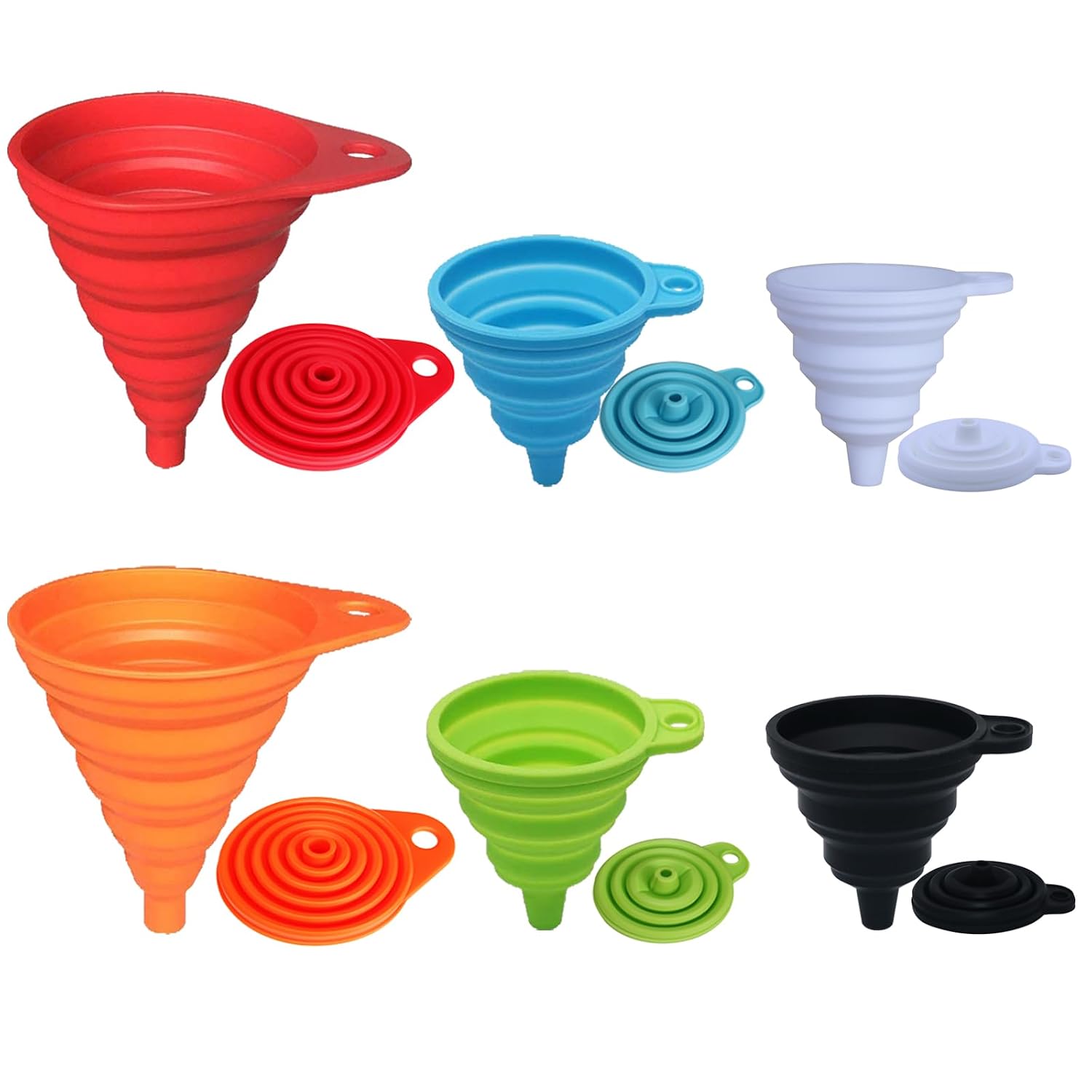 Detalle de KongNai 4 Small-2 Large 6 Pack Collapsible Silicone Funnels