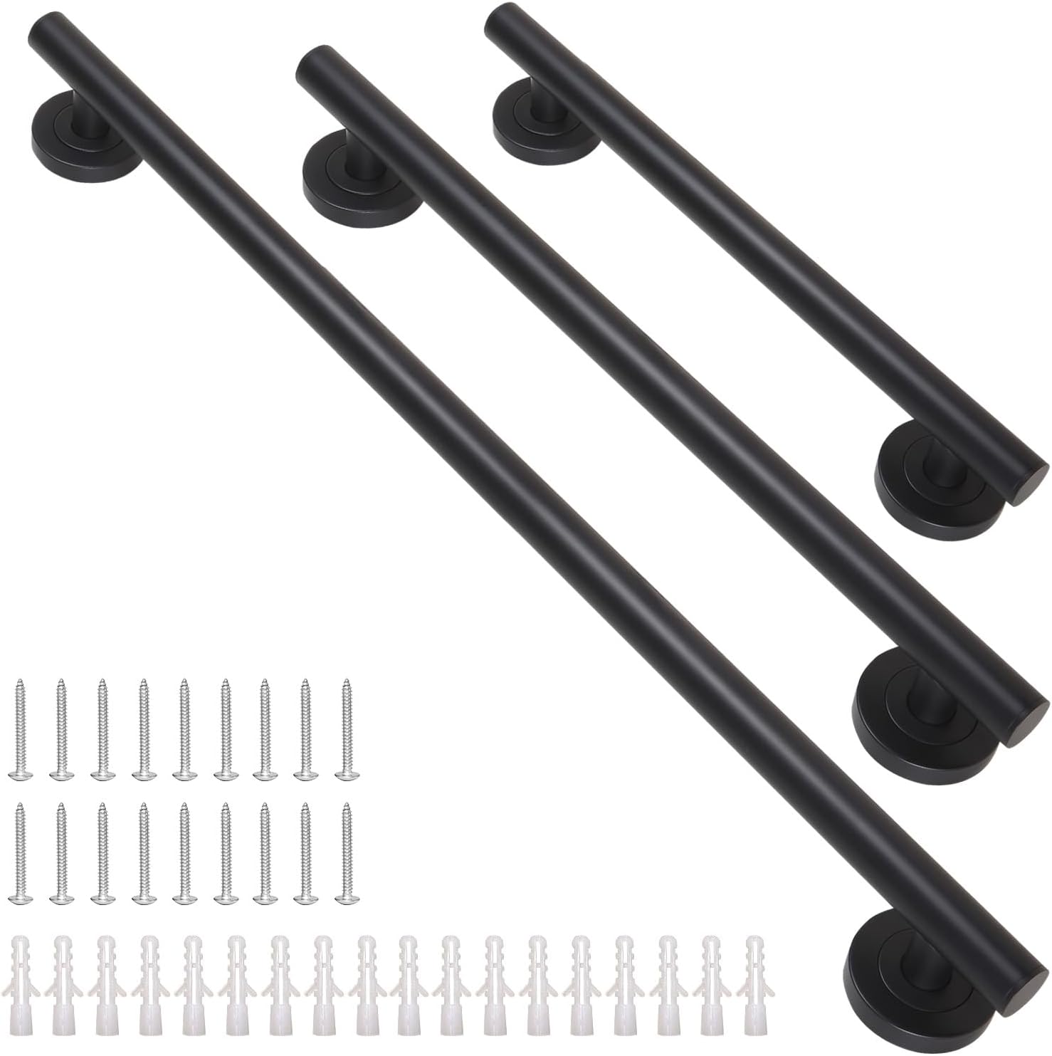 Detalle de Lava Odoro Shower Grab Bar Set (Matte Black, 3-Pack: 18", 24", 36")