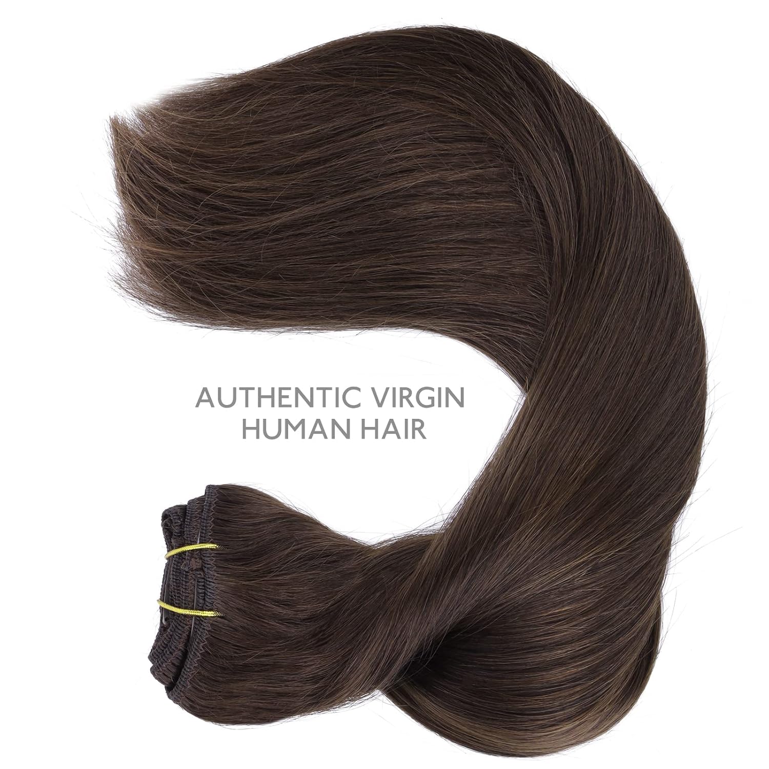 Thumbnail 4 de WENNALIFE Clip-in Echthaar Extensions (Remy), 150 g, 45 cm, 9 Tressen – helles/dunkelbraun