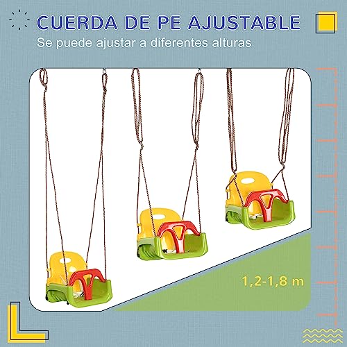 Detalle de Outsunny Columpio Infantil 3 en 1: opción evolutiva para interiores y exteriores