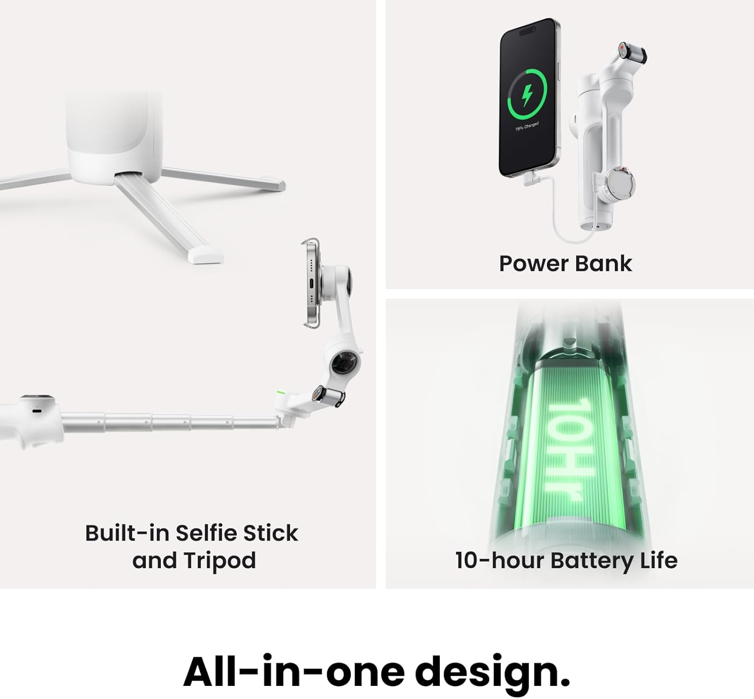 Thumbnail 3 de Insta360 Flow 2 Pro Creator Bundle Gray – Foldable AI Phone Gimbal