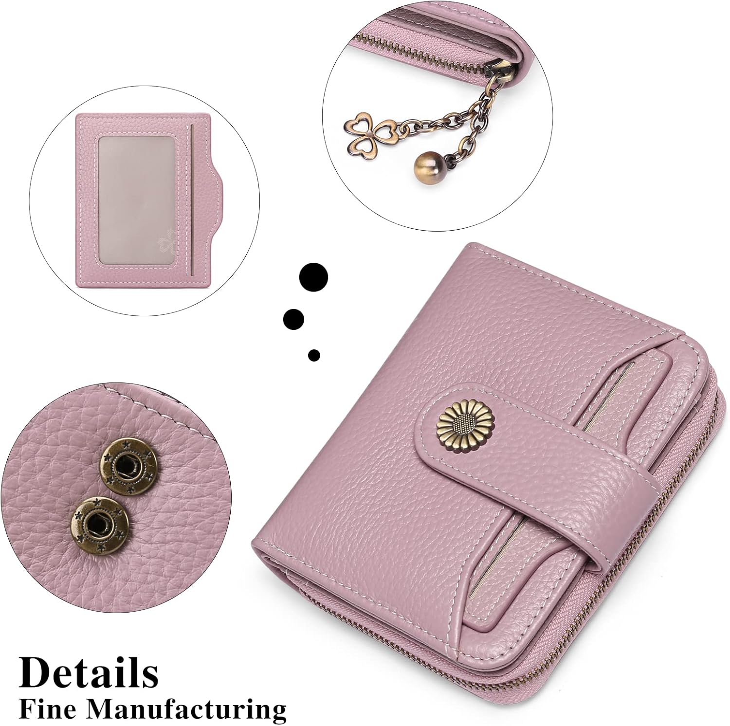 Detalle de SENDEFN Genuine Leather Small Bifold Wallet with RFID Protection for Women