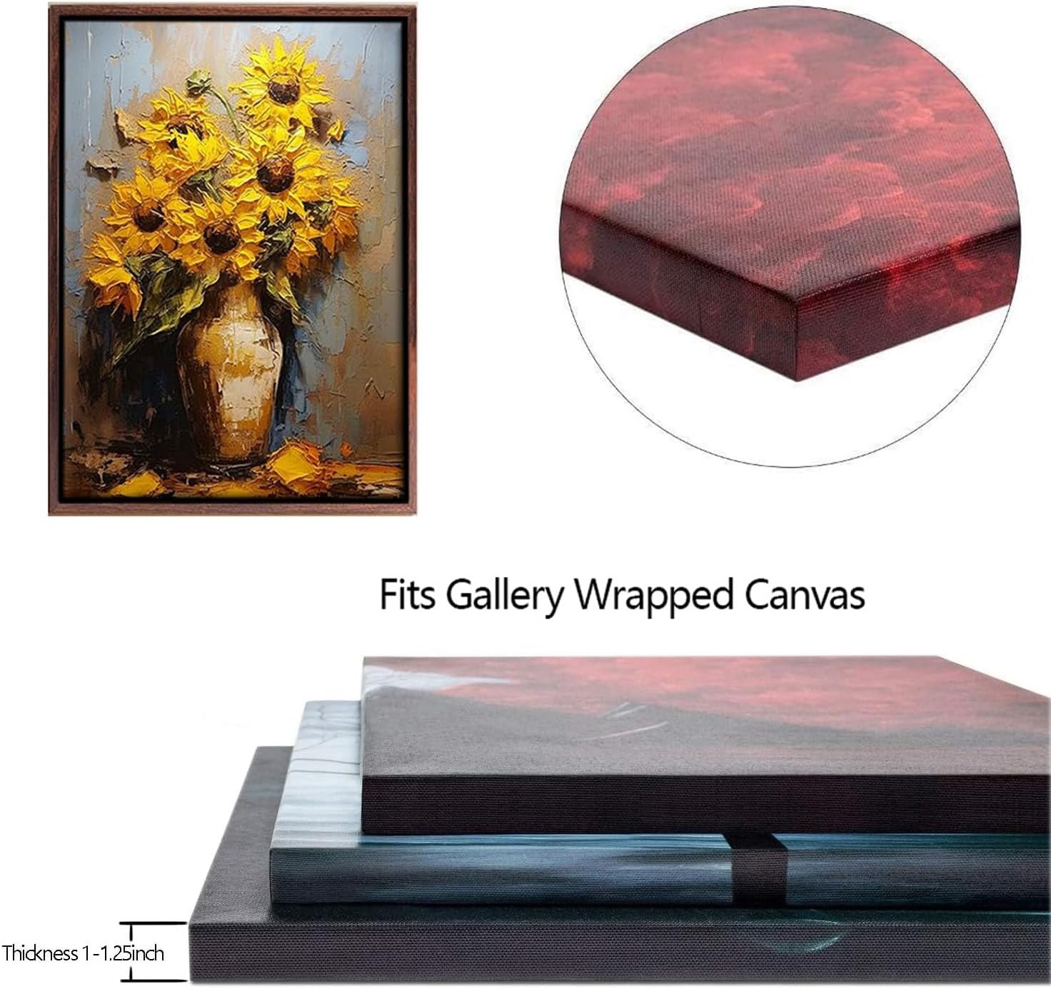Detalle de VYPEROCK 12x12 Floating Canvas Frame, White Oak-Look, Fits 1.25-Inch Canvas