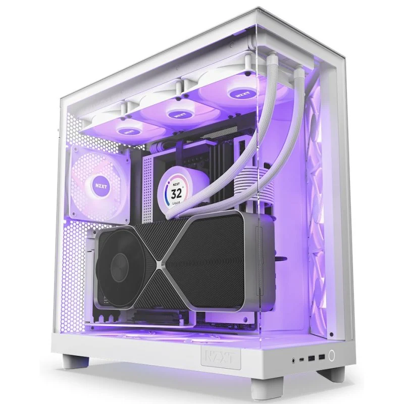 Thumbnail 3 de NZXT H6 Flow RGB Mid Tower de cristal templado con USB-C en blanco