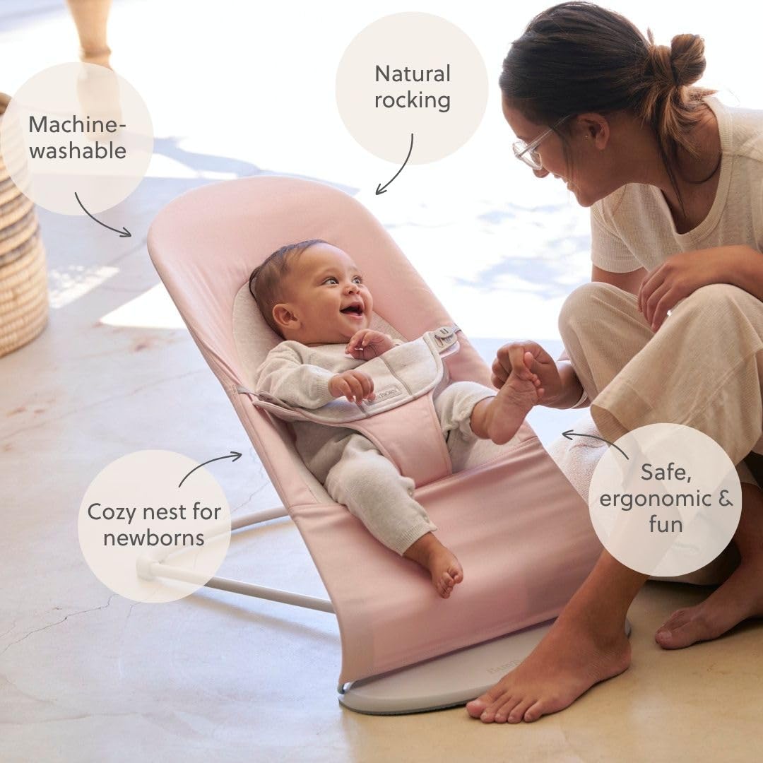 Thumbnail 1 de BabyBjörn Babywippe Balance Soft – Gewebt/Jersey, Hellrosa/Grau