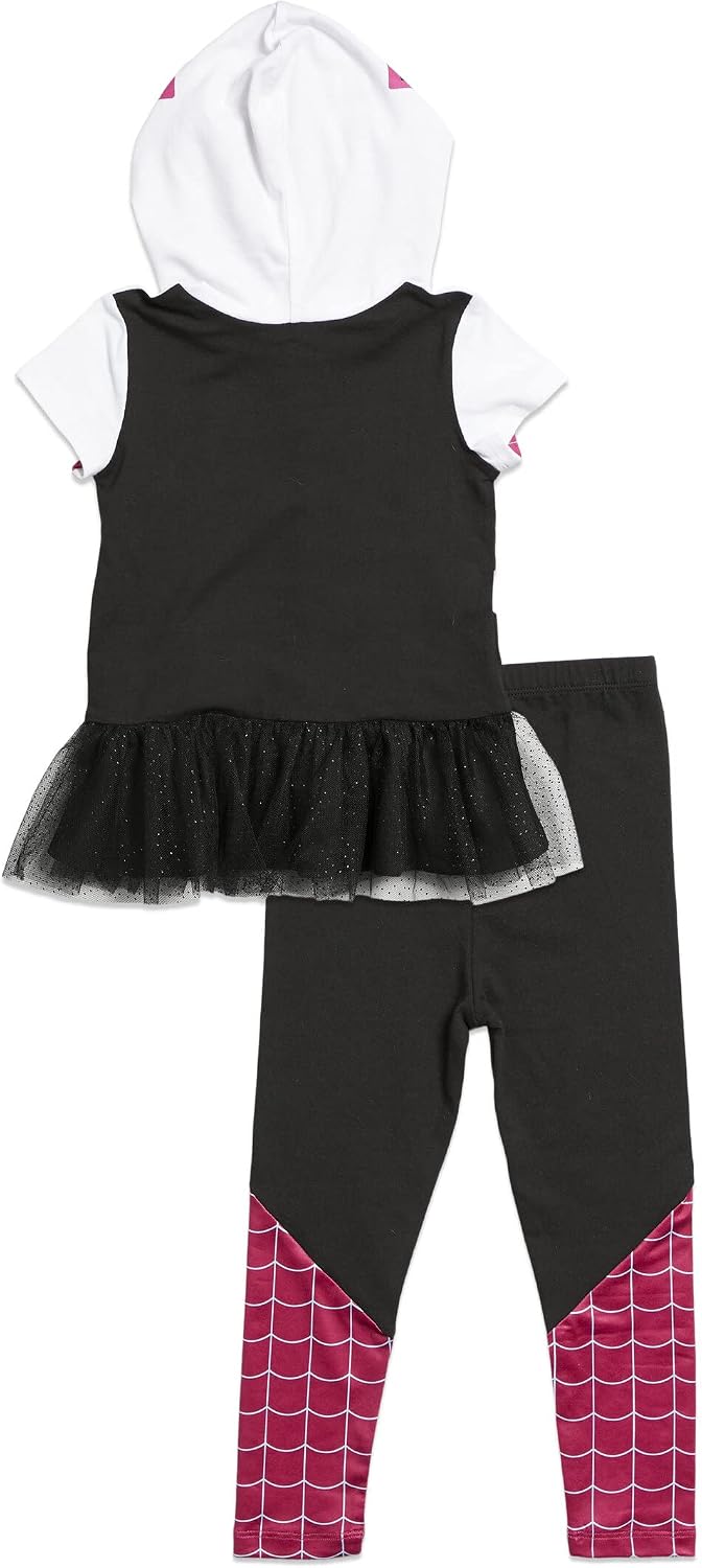 Detalle 1 de Marvel 0P1849SP Girls’ Spider-Verse Cosplay Hooded Tee and Leggings Set