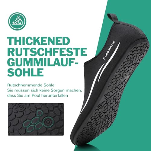 Detalle de Sixspace Badeschuhe Damen/Herren Schwarz 42 EU – Wasserschuhe aus Neopren und Polyester