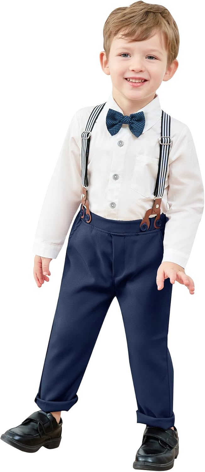 Thumbnail 2 de Amissz baby boy wedding suit set (1–5 years) – long sleeve shirt, waistcoat, trousers & bow tie
