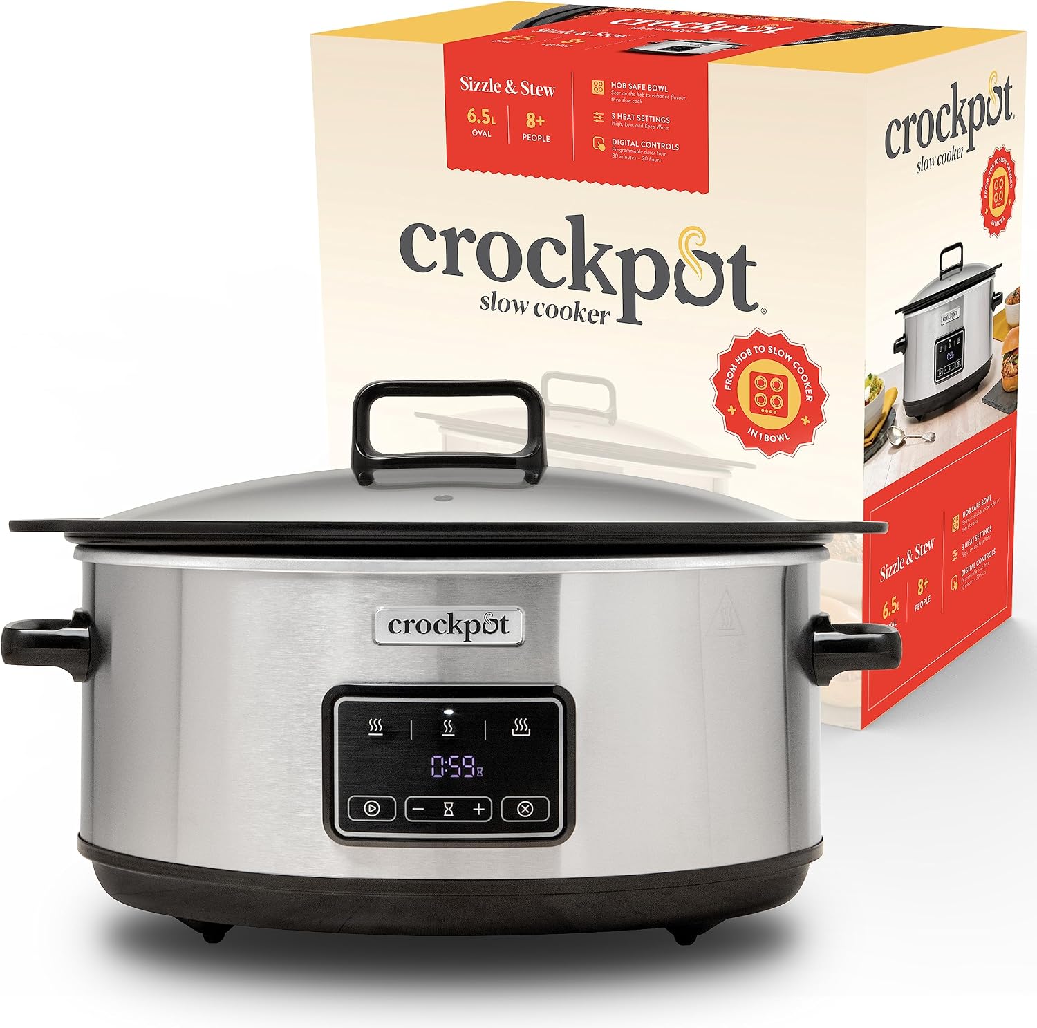 Crock-Pot Sizzle & Stew Digital Slow Cooker 6.5 L (CSC112)