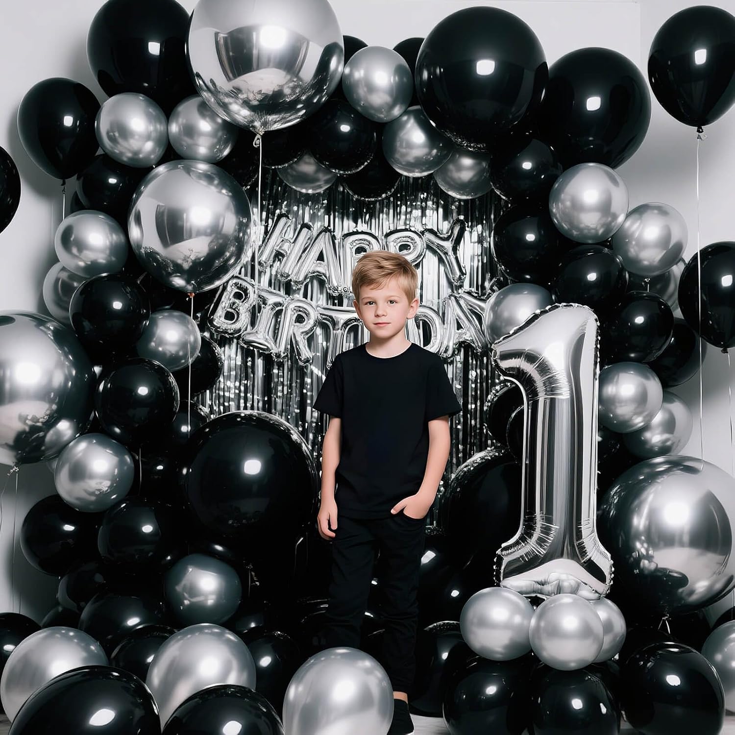 Detalle de 110pcs Black Balloons (12 inch) Latex with 2 Ribbons