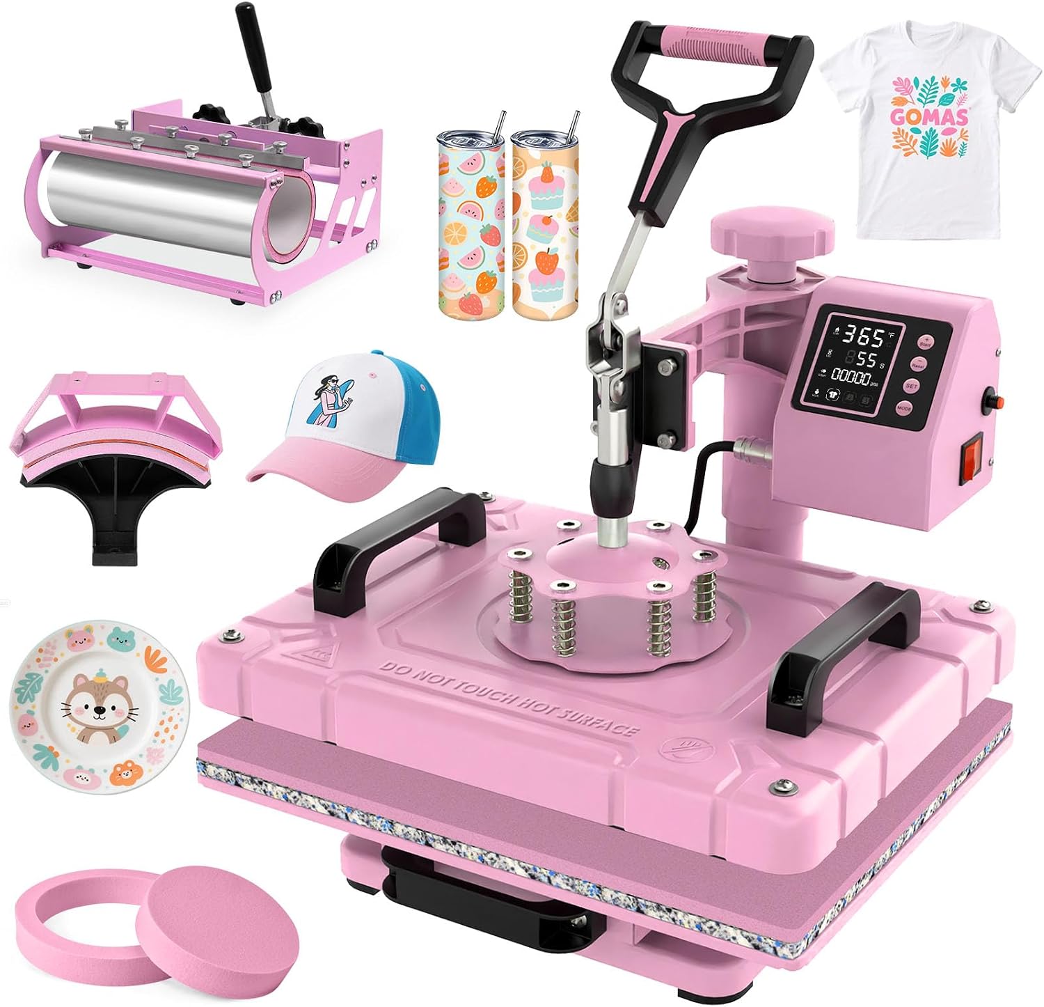 Detalle de Slendor SY-1514 5-in-1 Swing-Away Heat Press, 12 x 15 Inch with 30 oz Tumbler Attachment