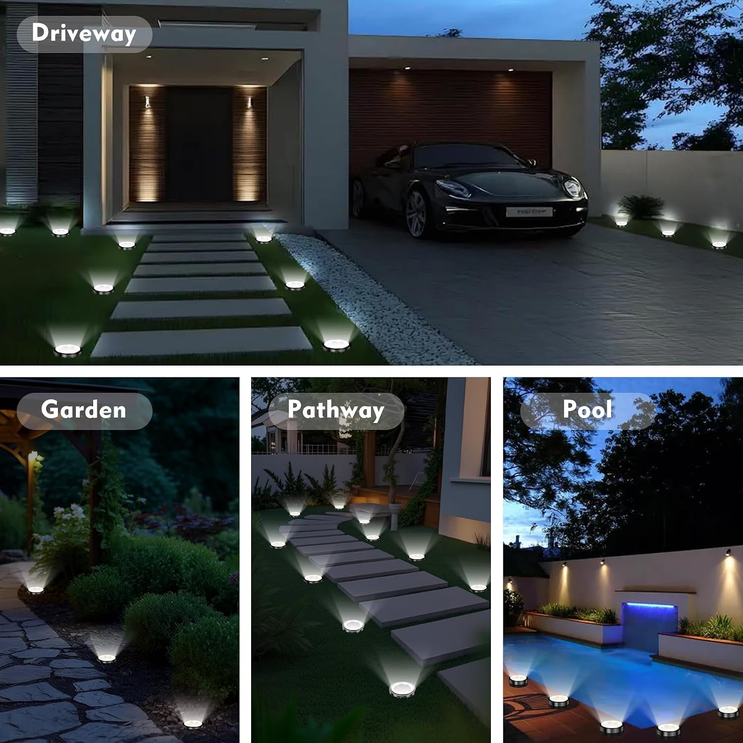 Thumbnail 6 de Dankeled Solar Ground Lights for Outdoor Gardens (12 Pack) – 8 LEDs Each, IP65 Waterproof Pathway & Lawn Lighting