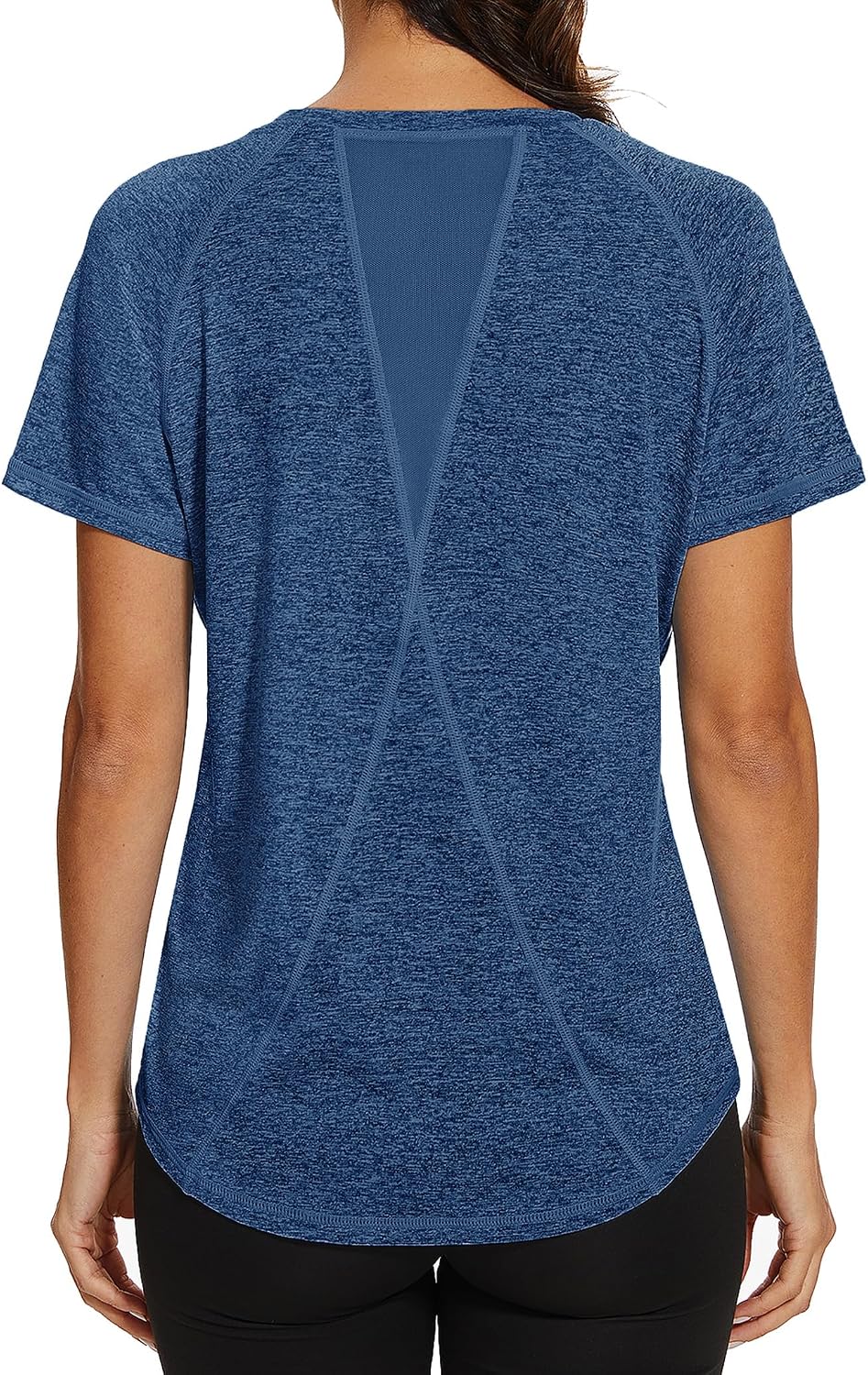 Detalle de Gyabnw Maglie Palestra Donna – Manica Corta in Tessuto Mesh, Girocollo, Abbigliamento Fitness