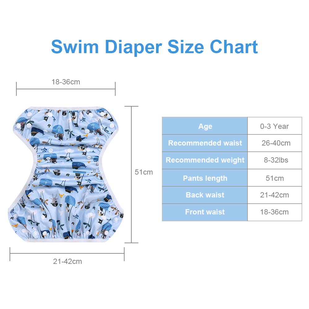 Thumbnail 1 de Vicloon Baby Schwimmhose (2-teilig) als wiederverwendbare Schwimmwindel – verstellbar, waschbar, Piratenschiff/Wellen