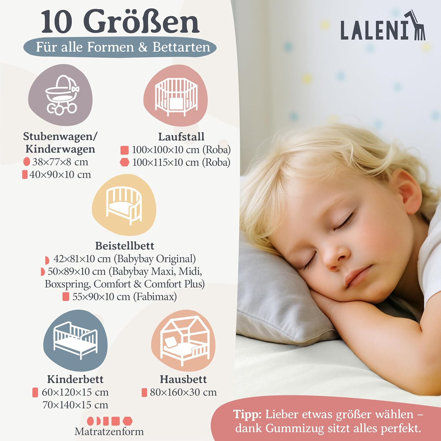 Thumbnail 1 de Laleni Jersey Spannbettlaken 70x140 cm – für Beistellbett & Stubenwagen, 100% Baumwolle, Oeko-TEX, Ivory