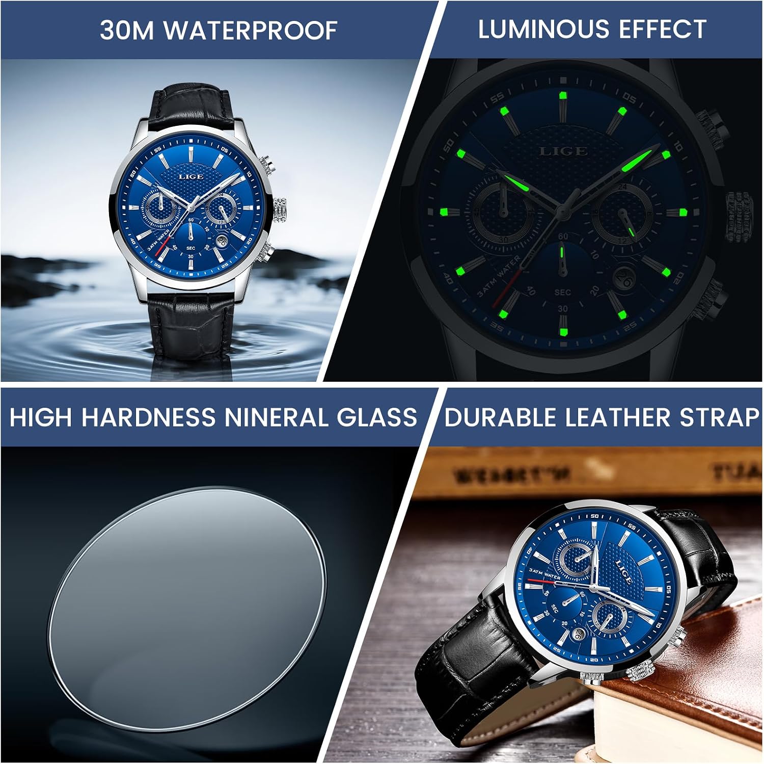 Thumbnail 4 de LIGE Montre chronographe 2 ans